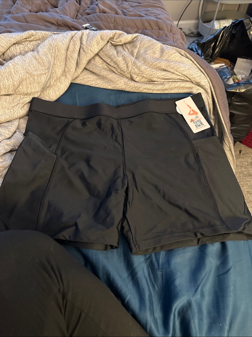 Trac Black Women's Swim Biker Shorts with Pockets